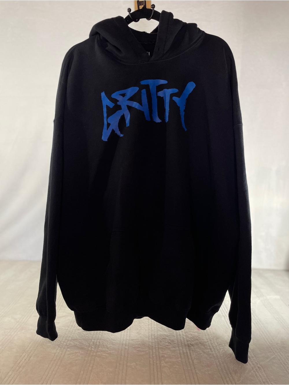 Hutch Black Graphic Hoodie Blue Lion Back Print Oversized XXXL